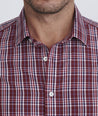 Model wearing a Dark Red Wrinkle-Free Chevalier Shirt