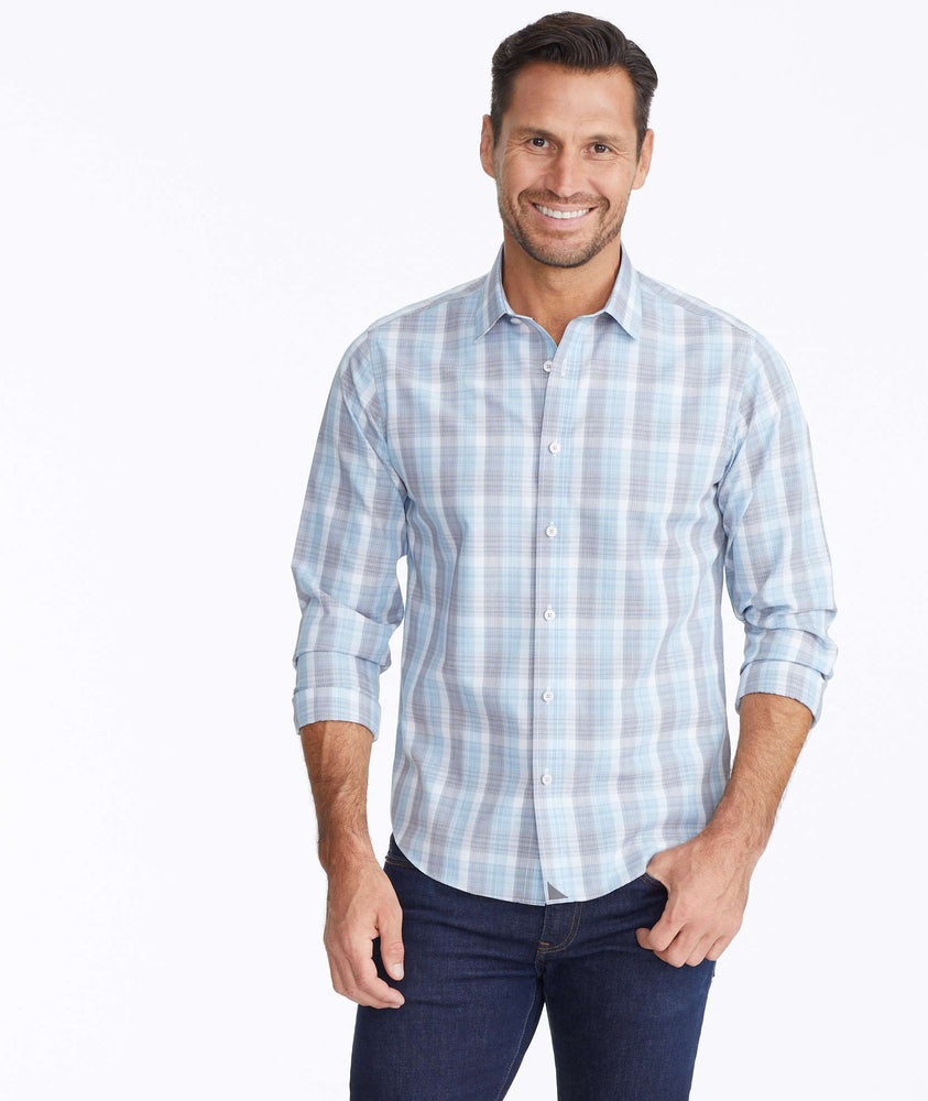 Model wearing a Wrinkle-Free Collins Shirt