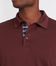 Wrinkle-Free Damaschino Long-Sleeve Polo with Contrast Placket Zoom