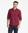 Model wearing a Navy Heavyweight Flannel Daumas Shirt