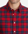 Model wearing a Navy Heavyweight Flannel Daumas Shirt