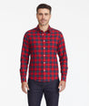 Model wearing a Navy Heavyweight Flannel Daumas Shirt