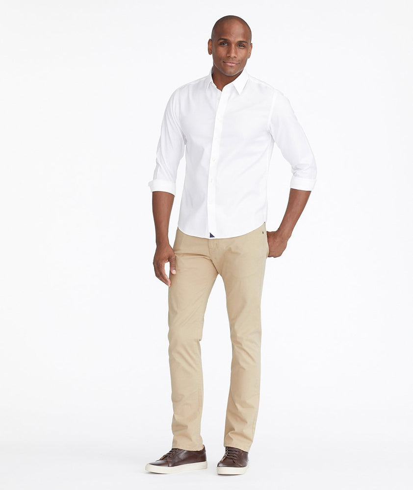 Model wearing a Tan 5-Pocket Pants