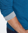 Model wearing a Bright Blue Double-Faced Long-Sleeve Henley