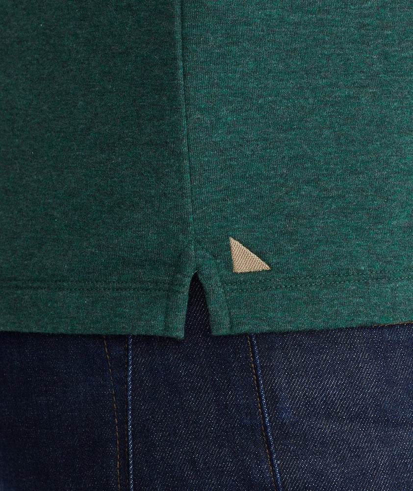 Model wearing a Mid Green Double-Faced Long-Sleeve Henley