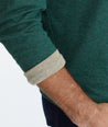 Model wearing a Mid Green Double-Faced Long-Sleeve Henley