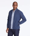 Model wearing a Navy Bomber Jacket