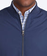 Model wearing a Navy Bomber Jacket