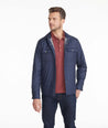Model wearing a Navy Insulated Shirt Jacket