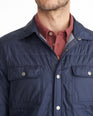 Model wearing a Navy Insulated Shirt Jacket