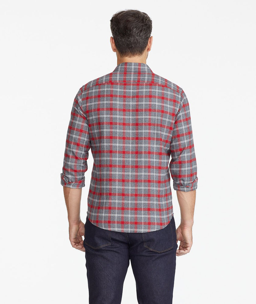 Model wearing a Grey Flannel Jaxon Shirt