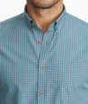 Model wearing a Green Wrinkle-Free Kabashi Shirt