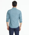 Model wearing a Green Wrinkle-Free Kabashi Shirt