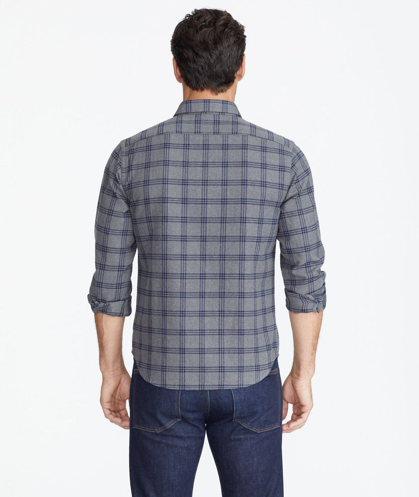 Model wearing a Grey Heavyweight Flannel Lucca Shirt