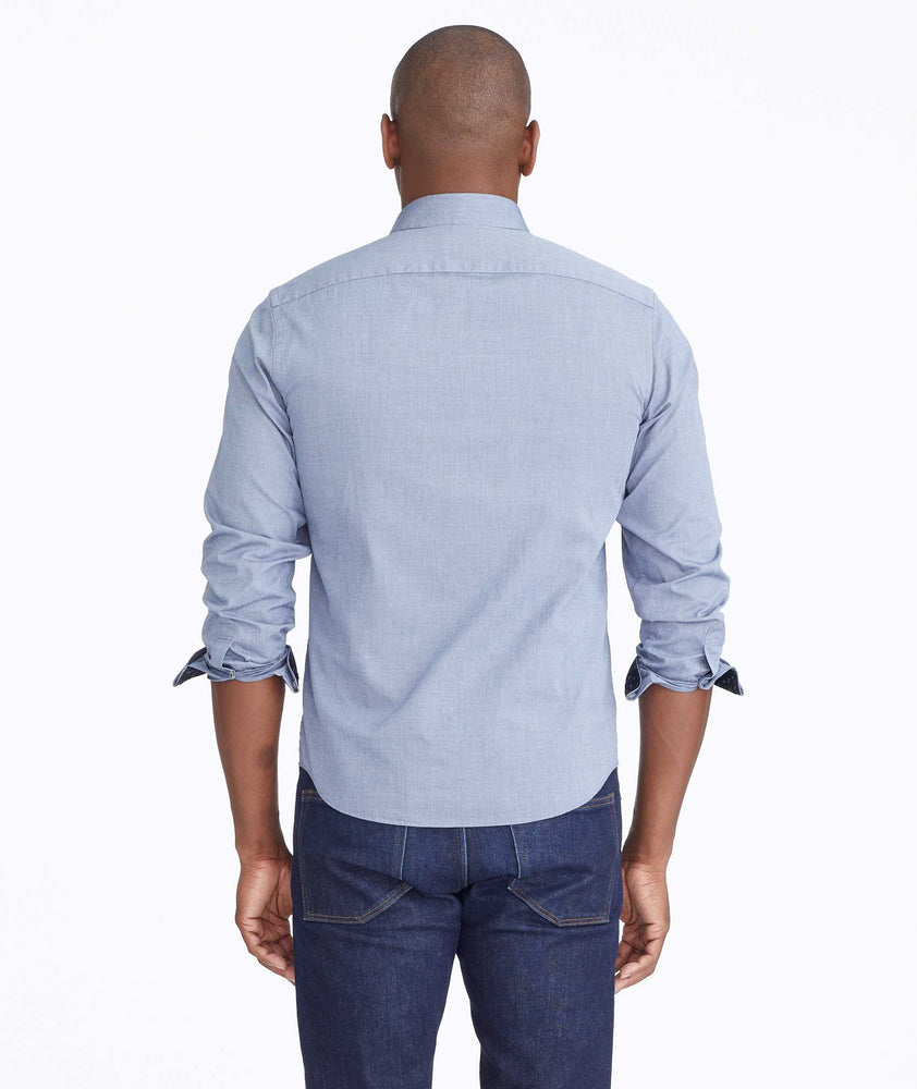 Model wearing a Blue Classic Cotton Monterra Shirt