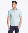 Model wearing a Green Classic Cotton Short-Sleeve Pasaeli Shirt