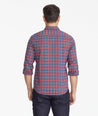 Model wearing a Navy Wrinkle-Free Performance Flannel Shirt