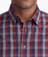 Model wearing a Red Wrinkle-Free Pomerol Shirt