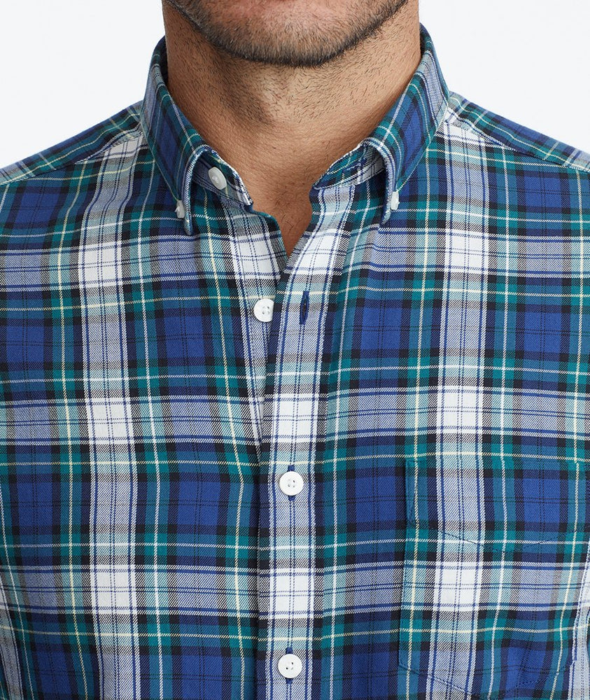 Model wearing a Navy Classic Cotton Preston Ridge Shirt