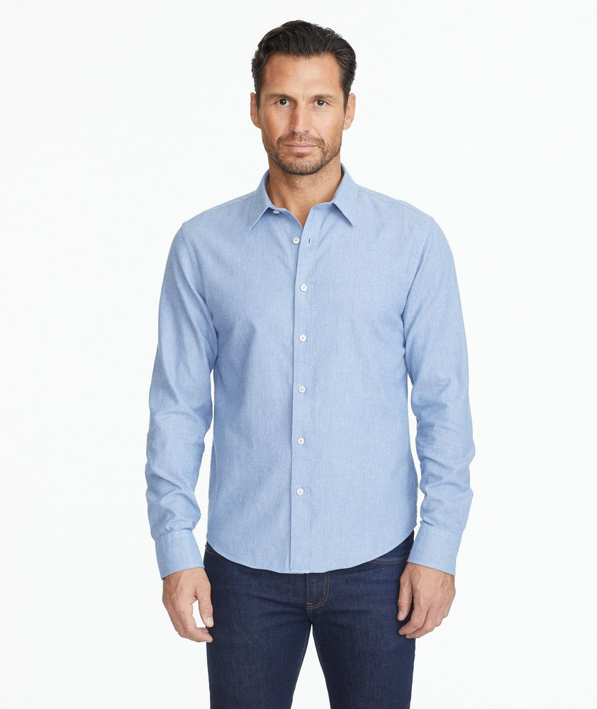 Model wearing a Light Blue Classic Cotton Priam Shirt