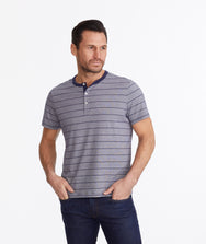 Multistripe Short-Sleeve Henley