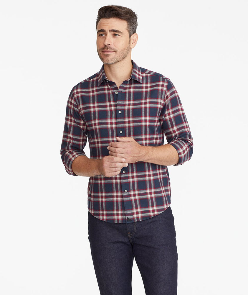 Model wearing a Dark Grey Heavyweight Flannel Rondel Shirt