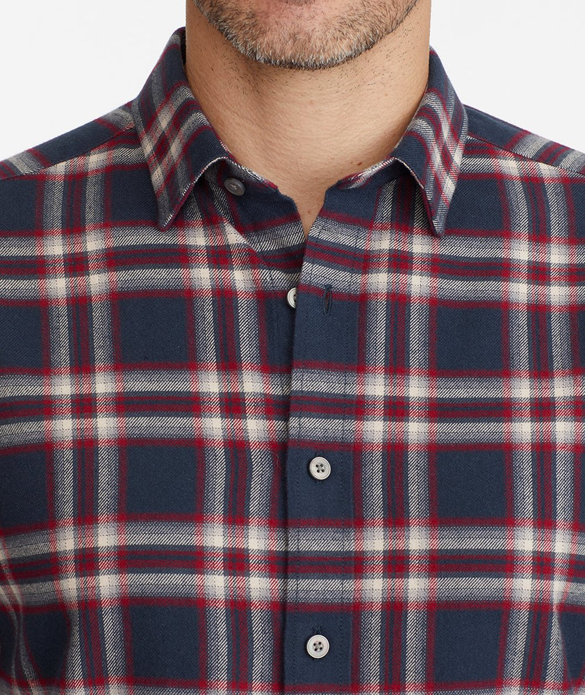 Model wearing a Dark Grey Heavyweight Flannel Rondel Shirt