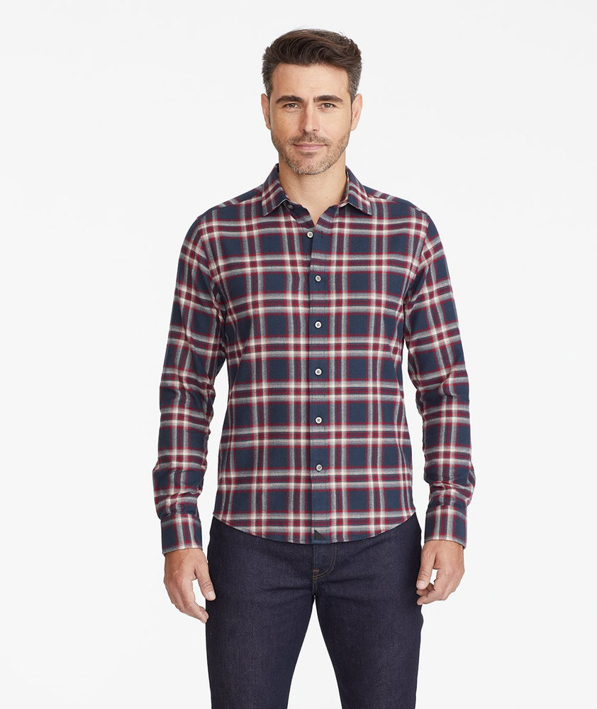 Model wearing a Dark Grey Heavyweight Flannel Rondel Shirt