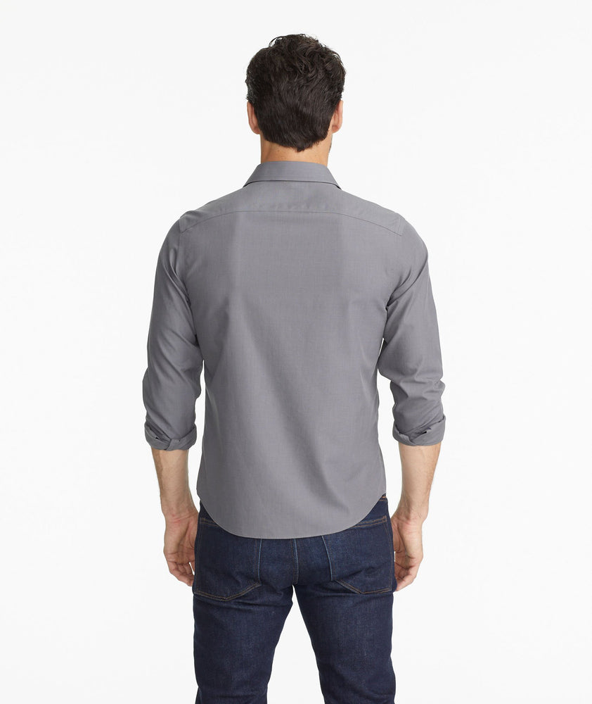 Model wearing a Grey Wrinkle-Free Sangiovese Shirt