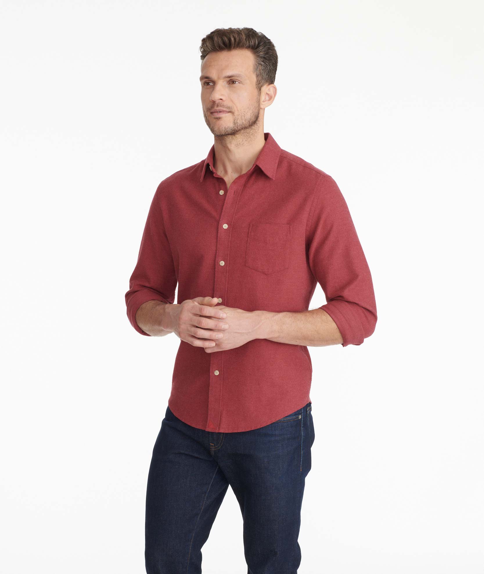 Solid red flannel online shirt