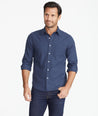 Model wearing a Navy Flannel Sherwood Shirt