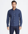 Model wearing a Navy Flannel Sherwood Shirt