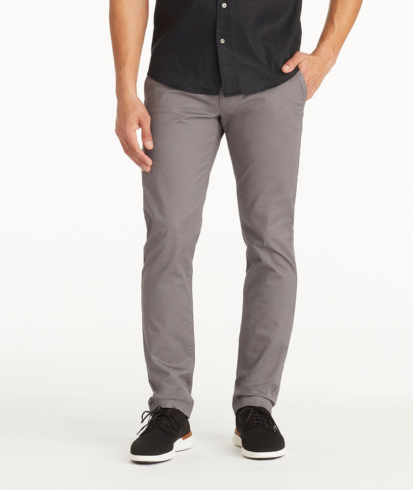 Model wearing UNTUCKit Grey Chino Pants