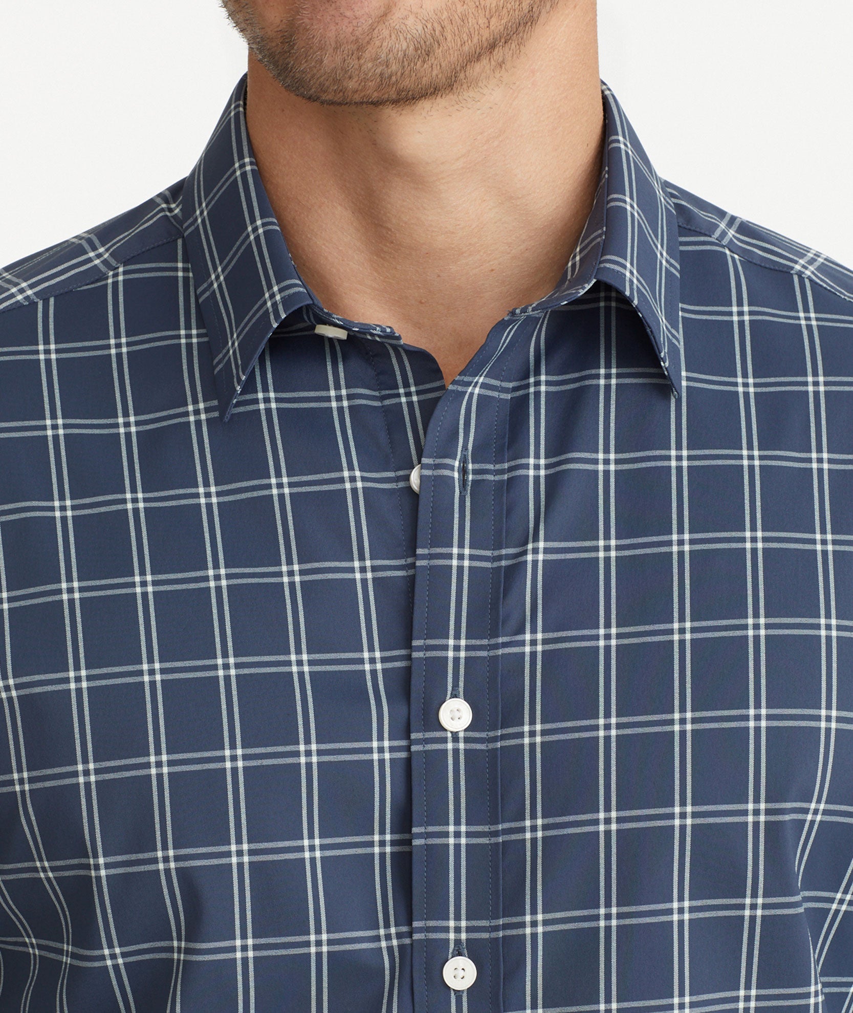 Wrinkle-Free Performance Tayson Shirt Navy Check | UNTUCKit UK