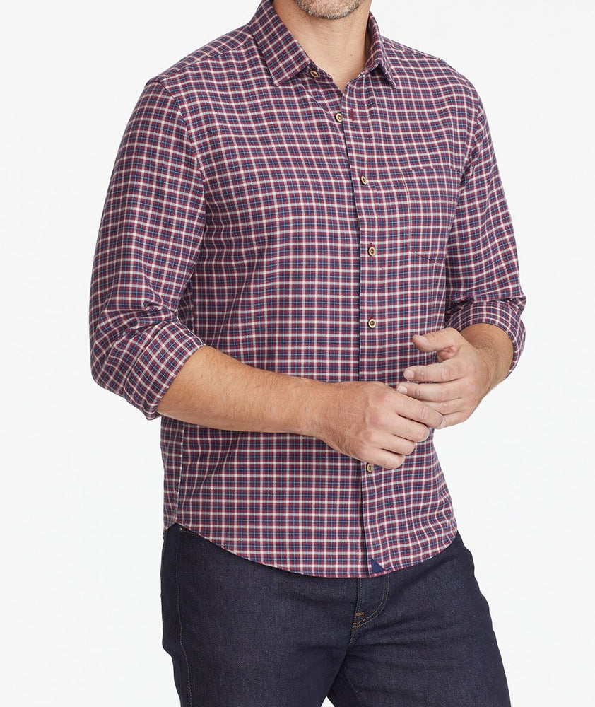 Model wearing a Navy Flannel Tesoro Shirt