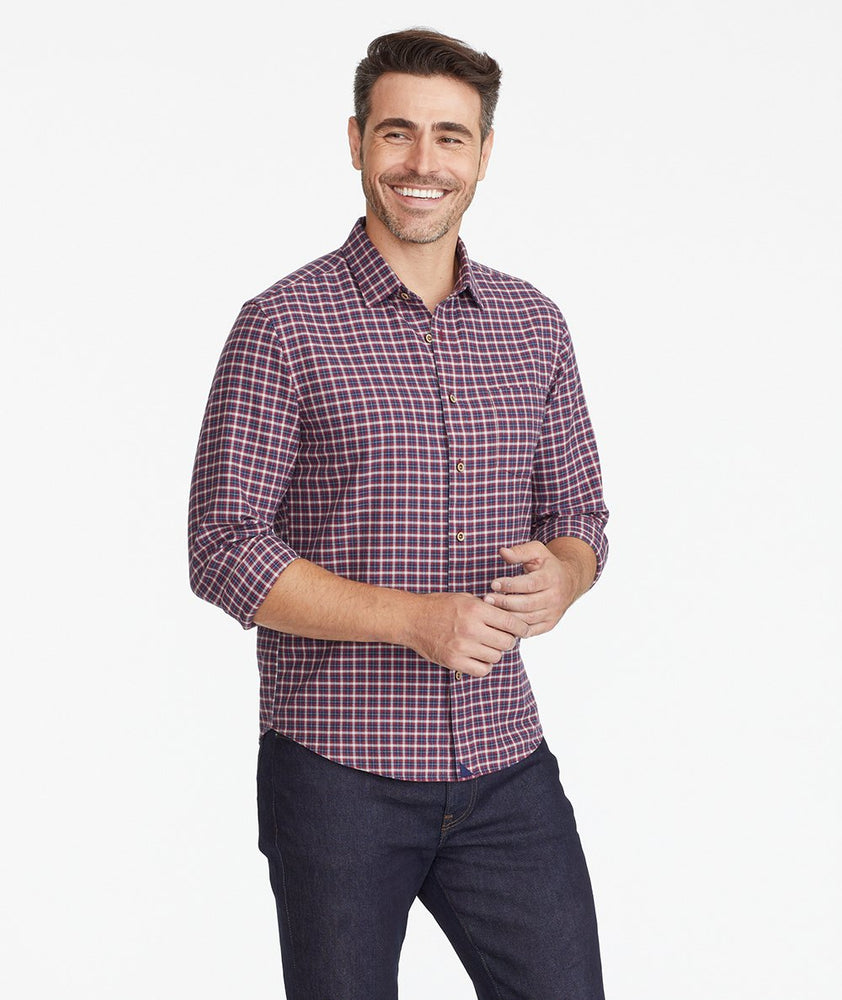 Model wearing a Navy Flannel Tesoro Shirt