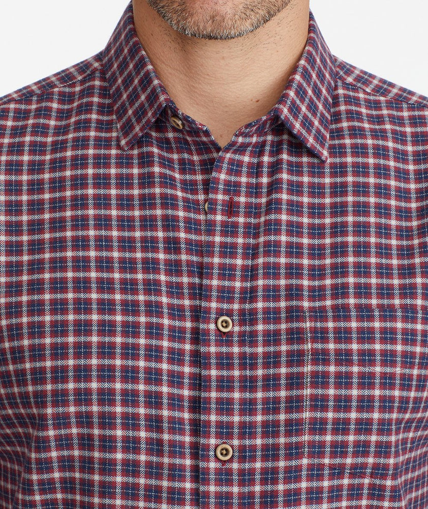Model wearing a Navy Flannel Tesoro Shirt