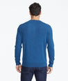 Model wearing a Mid Blue Henley Sweater