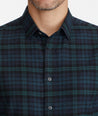 Model wearing a Dark Green Flannel Vallone Shirt