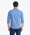 Model wearing a Blue Classic Cotton Shirt with Geo Print