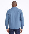 Model wearing a Blue Shirt Jacket